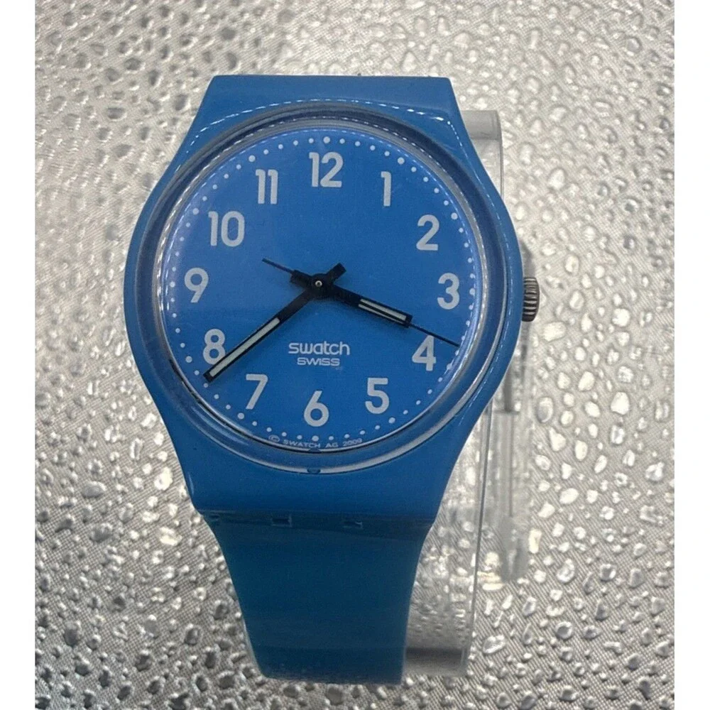 2009 Blue Swiss Swatch Watch for Men and Women, Cool Full Blue Unisex Swatch